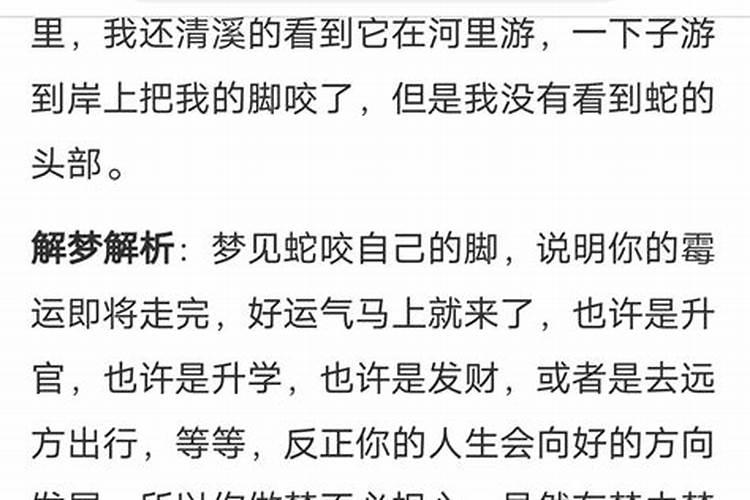 梦见黑蛇咬我的脚预示着什么？有什么特殊意思？