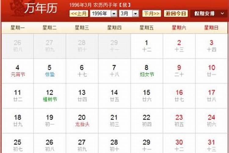 1996 二月初六 后半夜两三点 算下运气