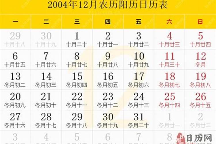 2004年12月23日是腊月初几