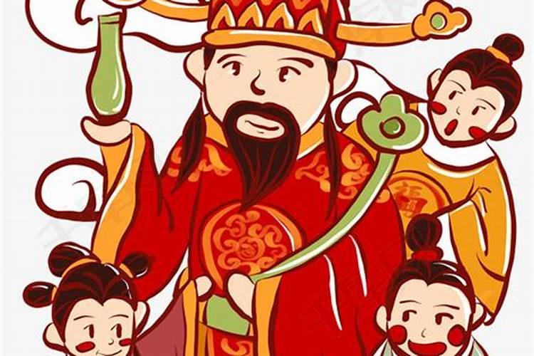 站在财神旁边的两位童子叫什么？